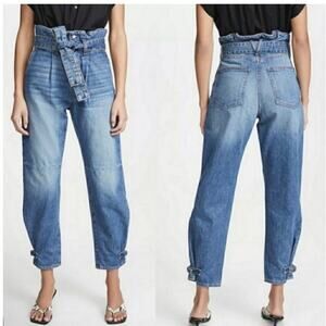 Veronica Beard Addie Paperbag Waist Tapered Jeans in Beacon Wash Size 25/0